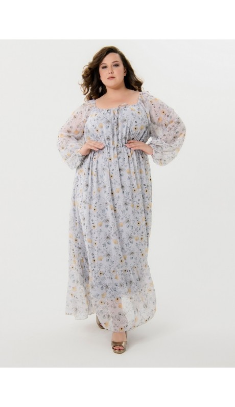 Ивалия платье в пол лавандовое с цветочным принтом в наличии