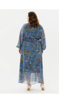 Рикарда платье в пол синее принт "васильковый"