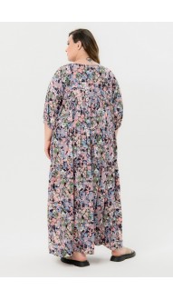Пэйтон платье в пол кофейное с цветочным принтом