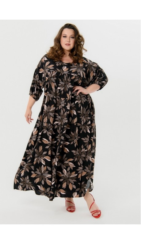Пэйтон платье в пол черное с цветочным принтом