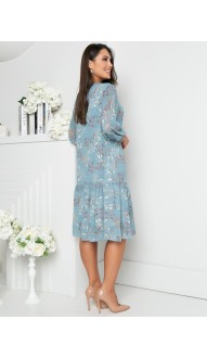 Мишель платье голубое с цветочным принтом