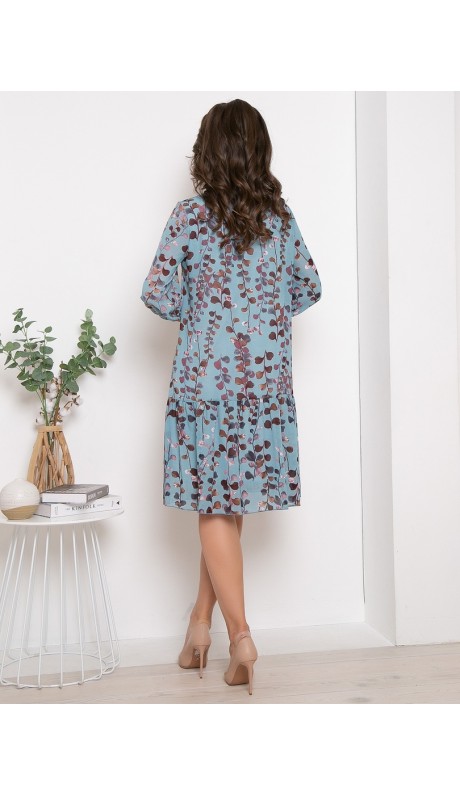 Мишель платье бирюзовое с цветочным принтом