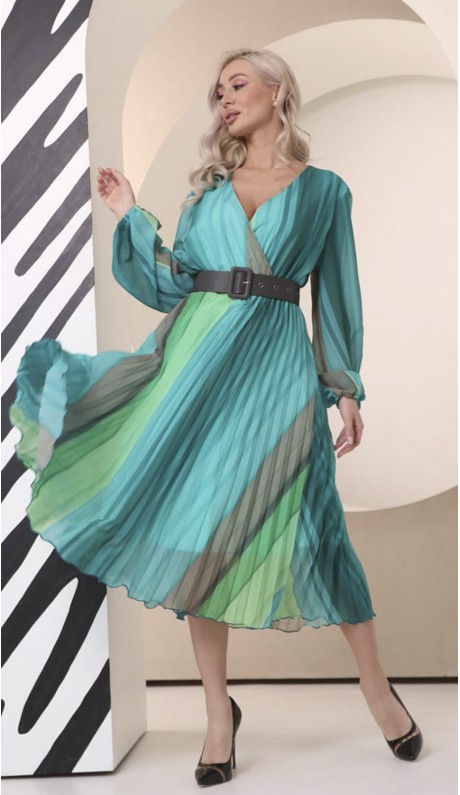Авелиса платье зеленое мультиколор в наличии