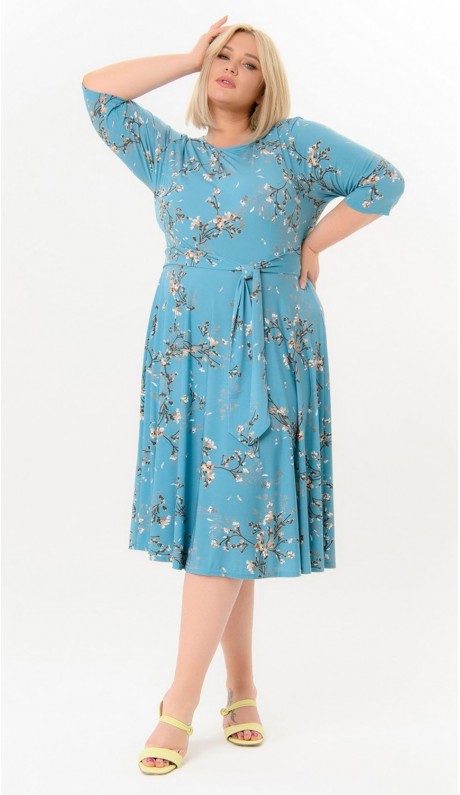 Класина платье с цветочным принтом голубое