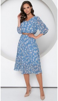 Леона платье голубое с цветочным принтом