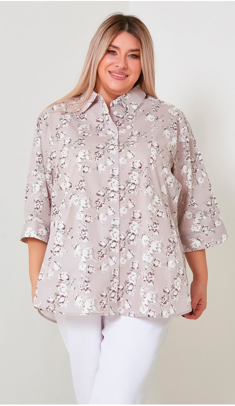 Линора рубашка сиреневая с цветочным принтом в наличии