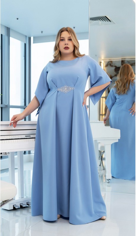 Элария платье в пол серо-голубое