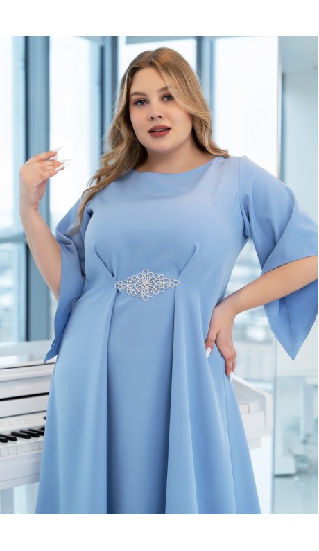 Элария платье в пол серо-голубое