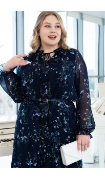 Брина платье темно-синее принт цветочный в наличии