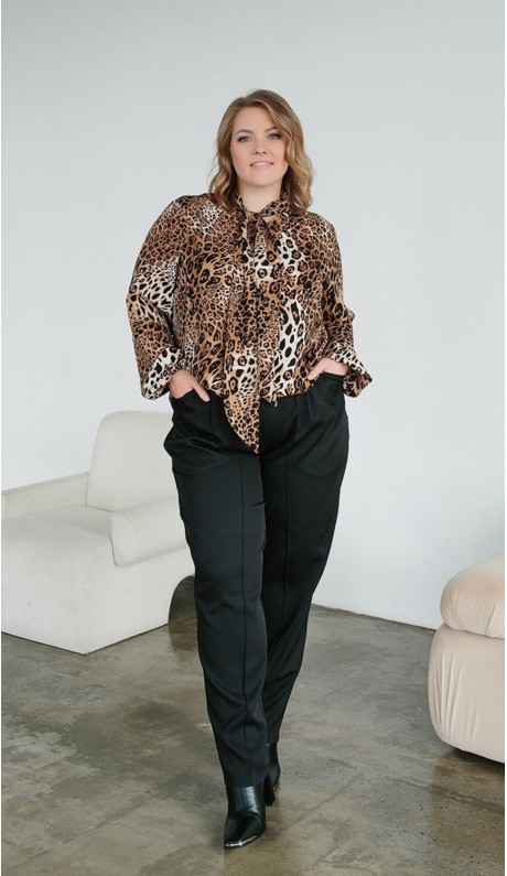Дорелис блузка коричневая леопардовая