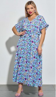 Амелин платье голубое с цветочным принтом