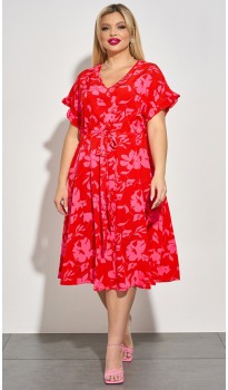 Эмма платье красное с цветочным принтом