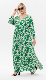 Динеса платье в пол принт зеленая абстракция
