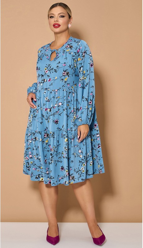 Джанел платье голубое с цветочным принтом