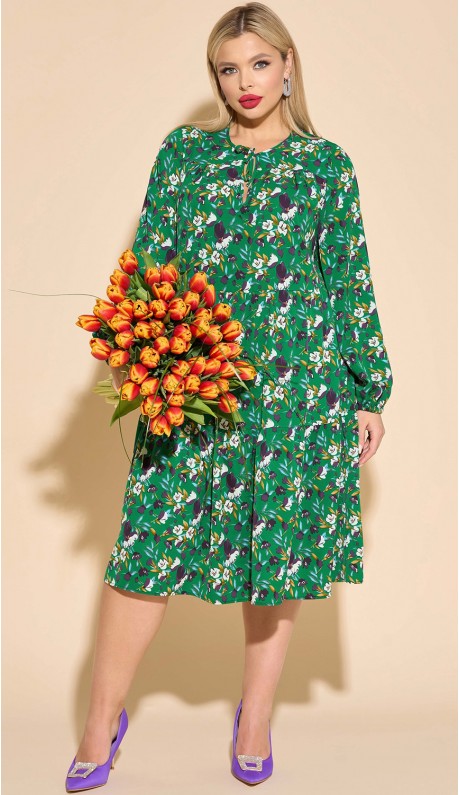 Джанел платье зеленое с цветочным принтом