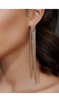 Длинные серьги со стразами золото 