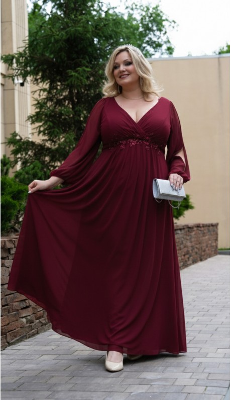 Доминика платье в пол бордовое