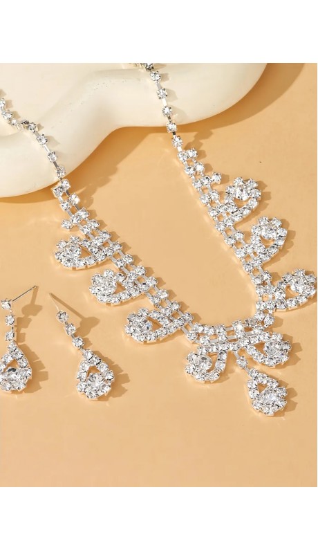 Украшение на шею с камнями и серьги серебро