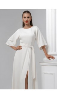 Гейша платье в пол молочное