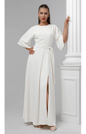 Гейша платье в пол молочное