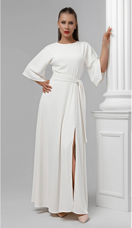 Гейша платье в пол молочное