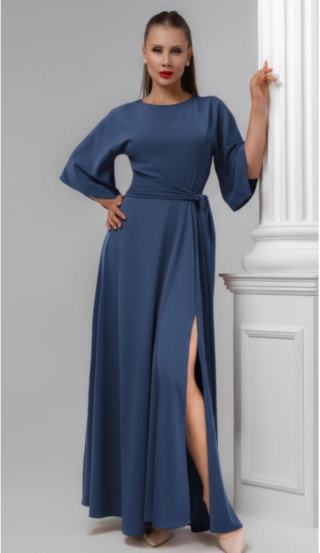 Гейша платье в пол индиго