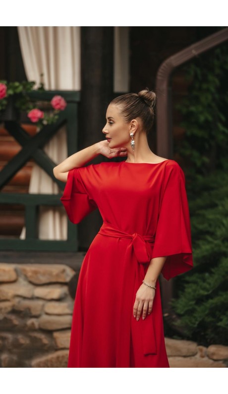 Гейша платье в пол красное