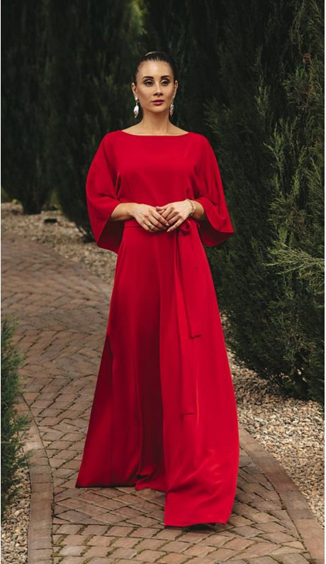 Гейша платье в пол красное