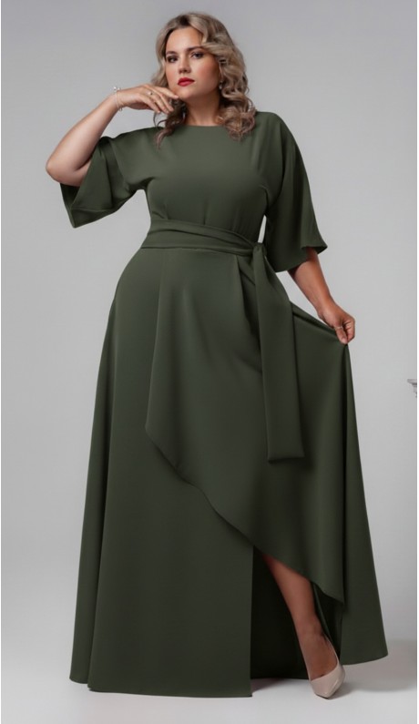 Корса платье в пол оливковое