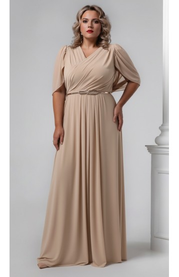 Трина 02 платье в пол бежевое
