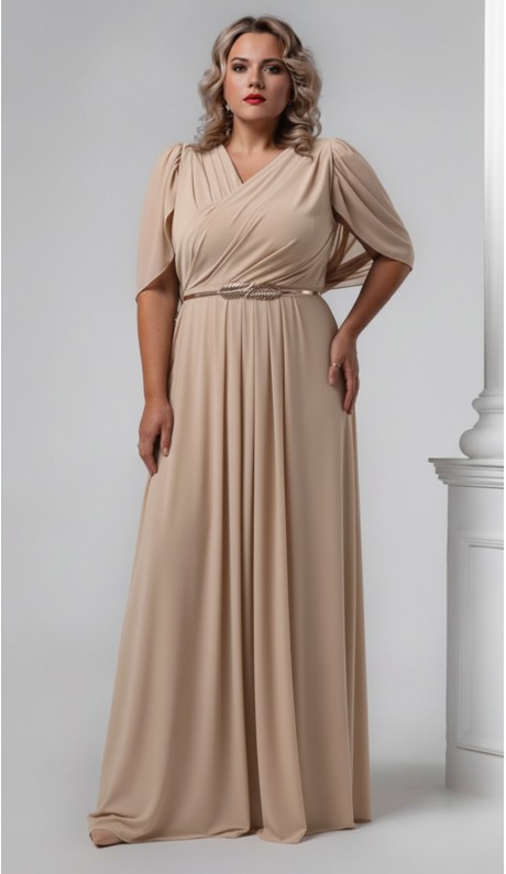 Трина 02 платье в пол бежевое