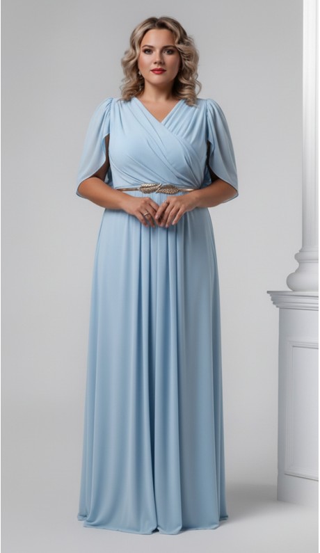 Трина 02 платье в пол голубое