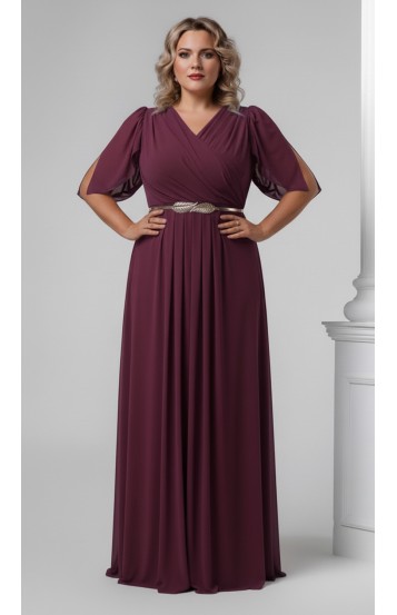 Трина 02 платье в пол марсала