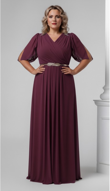 Трина 02 платье в пол марсала