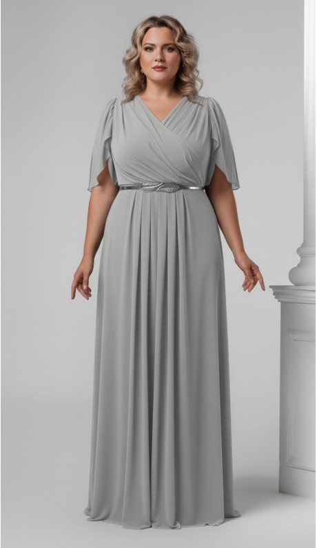 Трина 02 платье в пол светло-серое