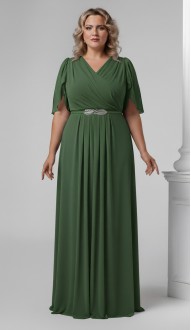 Трина 02 платье в пол зеленый мох