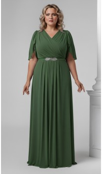 Трина 02 платье в пол зеленый мох