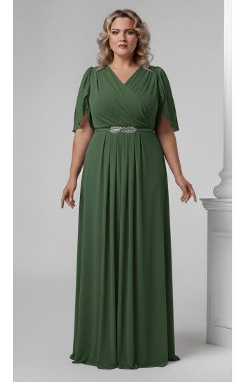 Трина 02 платье в пол зеленый мох