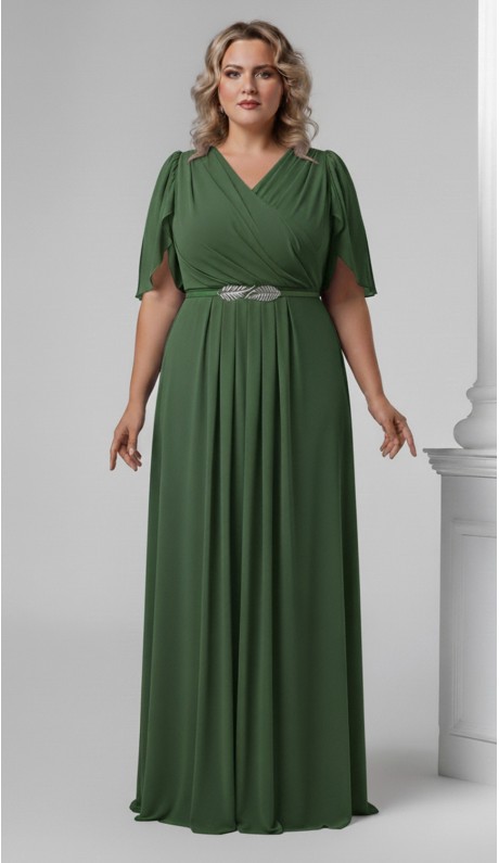 Трина 02 платье в пол зеленый мох