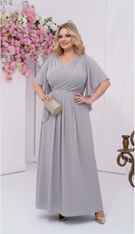 Триния платье в пол светло-серое