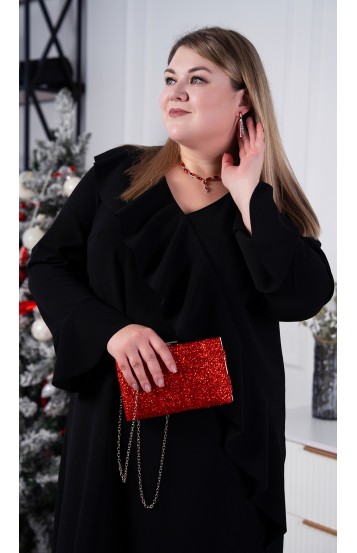 Набор колье и длинные серьги красные стразы