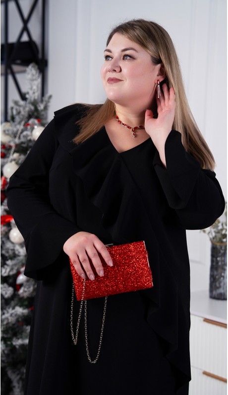 Набор колье и длинные серьги красные стразы