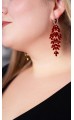 Серьги длинные красные с камнями новогодние