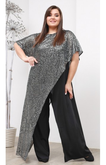 Милли брючный костюм черный с серебром в наличии