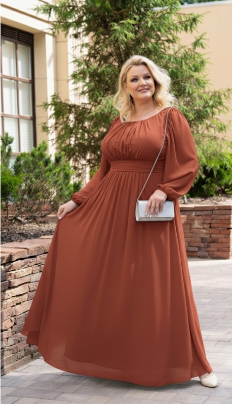 Фелиция платье в пол терракотовое