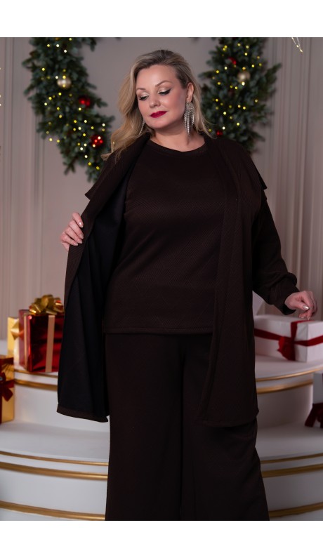 Моника брючный костюм тройка шоколадный