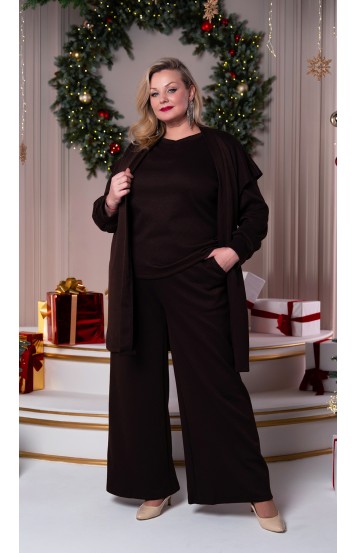 Моника брючный костюм тройка шоколадный Моника брючный костюм тройка шоколадный