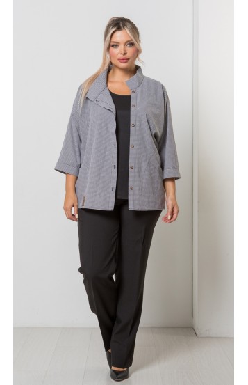 Аламис блузка черно-белая принтованная