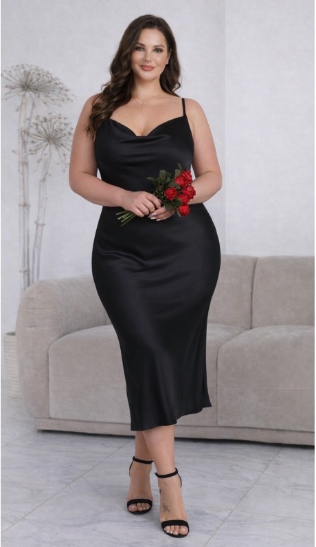 Марина платье-комбинация черное в наличии
