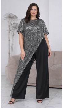 Милли брючный костюм черный с серебром в наличии
